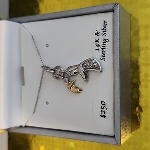 NWT Women's 14K & SS With Diamond Accent Mother & Child Necklace